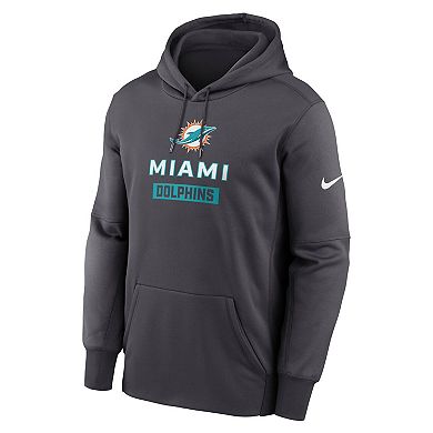 Men's Nike Anthracite Miami Dolphins Toss Sweep Performance Pullover Hoodie