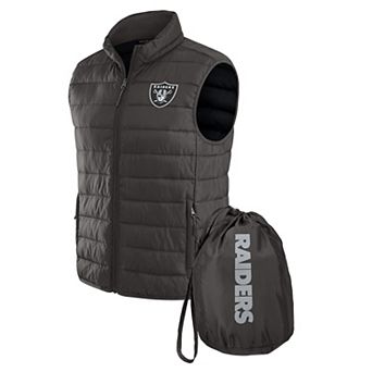 Men's NFL x Darius Rucker Collection by Fanatics Black Las Vegas Raiders Packable Full-Zip Vest with Travel Bag