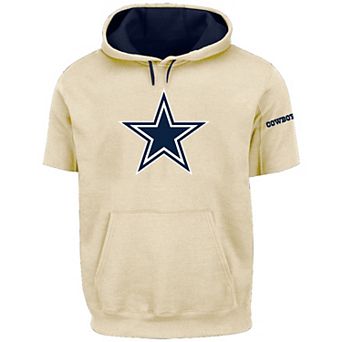 Men's Profile Oatmeal Dallas Cowboys Big & Tall Chest Print and Logo Short Sleeve Pullover Hoodie