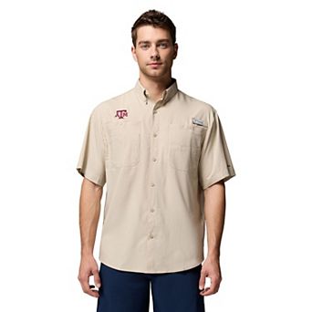 Men's Columbia Tan Texas A&M Aggies Tamiami Omni-Shade Button-Down Shirt