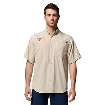 Men's Columbia Tan Texas Longhorns Tamiami Omni-Shade Button-Down Shirt