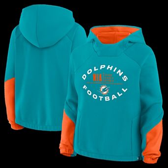 Women's Fanatics Aqua Miami Dolphins Oversized Redzone Bubble Screen Pullover Hoodie