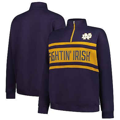 Women's Fanatics Navy/Gold Notre Dame Fighting Irish Plus Size Quarter-Zip Pullover