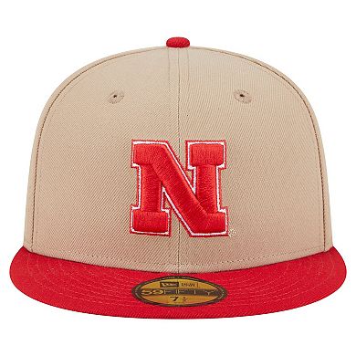 Men's New Era Khaki Nebraska Huskers Two-Tone 59FIFTY Fitted Hat