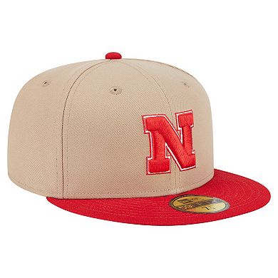 Men's New Era Khaki Nebraska Huskers Two-Tone 59FIFTY Fitted Hat