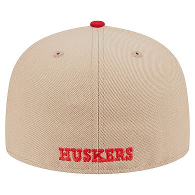 Men's New Era Khaki Nebraska Huskers Two-Tone 59FIFTY Fitted Hat