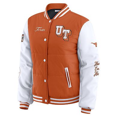 Women's WEAR by Erin Andrews Burnt Orange Texas Longhorns Varsity Puffer Jacket