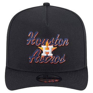 Men's New Era Black Houston Astros Chainstitch 9FIFTY A-Frame Snapback Hat