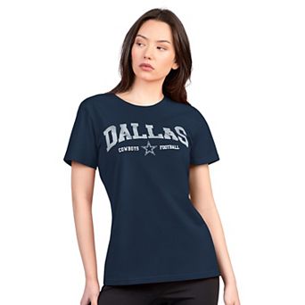 Women's G-III 4Her by Carl Banks Navy Dallas Cowboys Super-Slim Lightweight Winning Crew T-Shirt