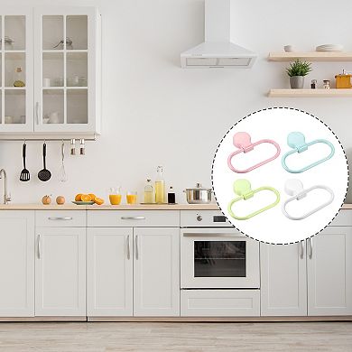 1 Pack Wall Mounted Oval Towel Ring ABS Hanging Holder Self-Adhesive for Bathroom Kitchen