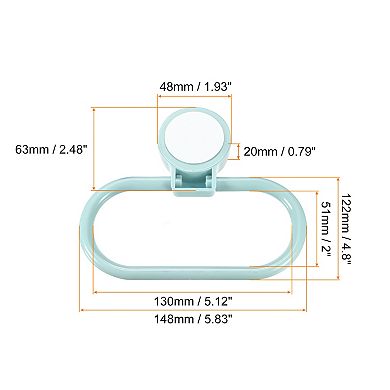 1 Pack Wall Mounted Oval Towel Ring ABS Hanging Holder Self-Adhesive for Bathroom Kitchen