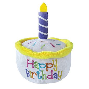 foufit Unisex Birthday Cake Plush Toy with Hidden Squeaker