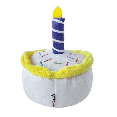 foufit Unisex Birthday Cake Plush Toy with Hidden Squeaker