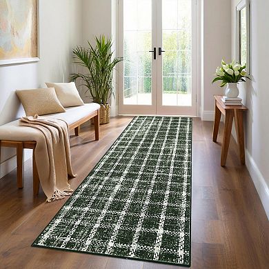 Garvee Plaid Machine Washable Area Rug with Rubber Backing Non Slip Rug for Home Decor