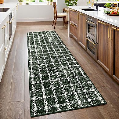Garvee Plaid Machine Washable Area Rug with Rubber Backing Non Slip Rug for Home Decor