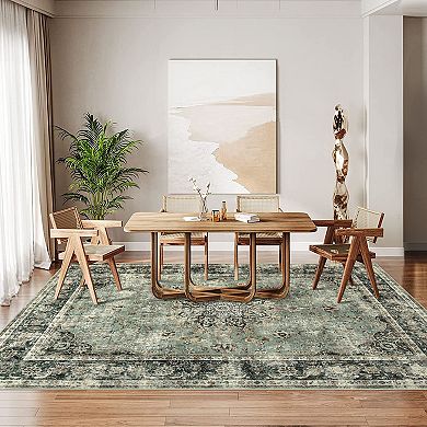 Machine Washable Non Slip Backing Foldable Area Rug for Living Room Bedroom