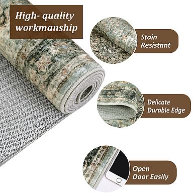 Machine Washable Non Slip Backing Foldable Area Rug for Living Room Bedroom