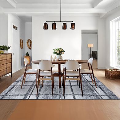 Garvee Plaid Machine Washable Rug with Rubber Backing for Living Room Bedroom Dining Room