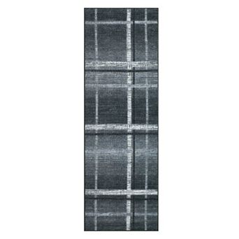 Garvee Plaid Machine Washable Rug with Rubber Backing for Living Room Bedroom Dining Room