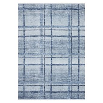 Garvee Plaid Machine Washable Rug with Rubber Backing for Living Room Bedroom Dining Room