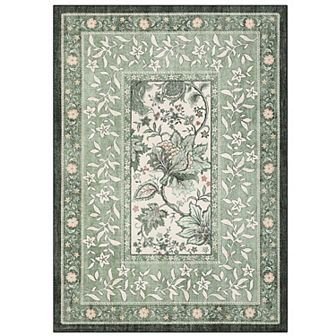 Garvee Floral Borderd Machine Washable Rug with Non Slip Backing for Living Room Bedroom