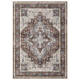 Garvee Vintagel Machine Washable Area Rug with Rubber Backing Non Slip Rug for Home Decor