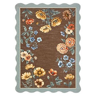 Garvee Farmhouse Floral Machine Washable Rug with Rubber Backing Soft Non Shedding Scalloped Carpet