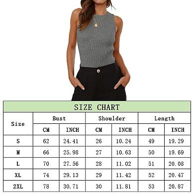Womens Knit Rib Causal Sleeveless Vest Round Neck Knitwear Slim Fit Pullover Sweater Tank Tops