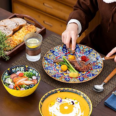 18-piece Porcelain Dining Set for 6 Persons, incl. Dinner, Soup Plates, Bowls, Bohemian Style