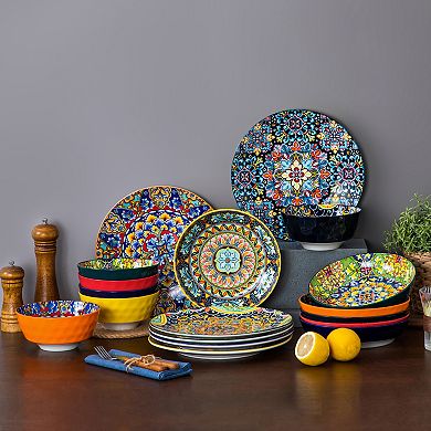 18-piece Porcelain Dining Set for 6 Persons, incl. Dinner, Soup Plates, Bowls, Bohemian Style