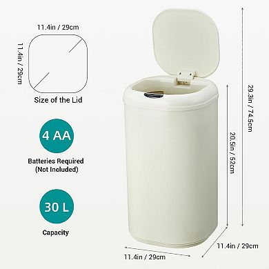 Contactless sensor smart trash can with lid, suitable for kitchen, office, living room