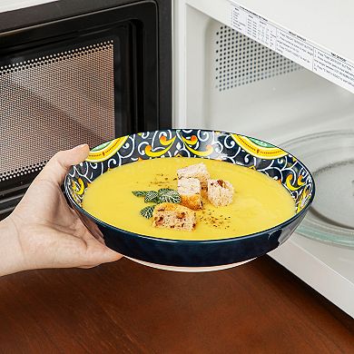 24-pcs Porcelain Dining Set for 6 Persons, incl. Dinner, Dessert, Soup Plates, Bowls, Boho Style