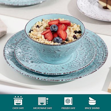 16-piece Stoneware Dining Set, incl. Dinner Plates, Dessert Plates, Bowls, Mugs for 4 People