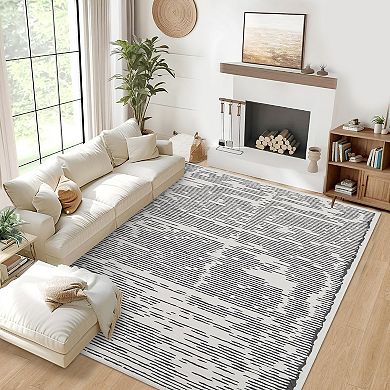 Machine Washable Non Slip Backing Foldable Area Rug for Living Room Bedroom