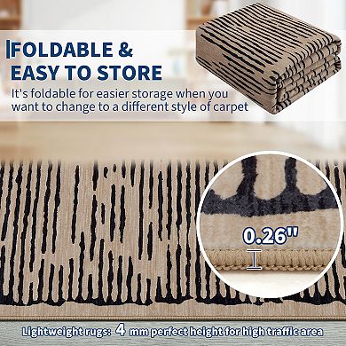 Machine Washable Non Slip Backing Foldable Area Rug for Living Room Bedroom