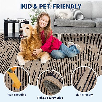 Machine Washable Non Slip Backing Foldable Area Rug for Living Room Bedroom