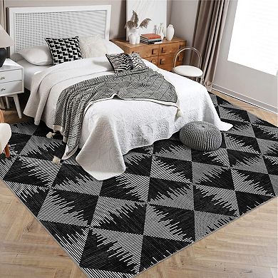 Machine Washable Non Slip Backing Foldable Area Rug for Living Room Bedroom