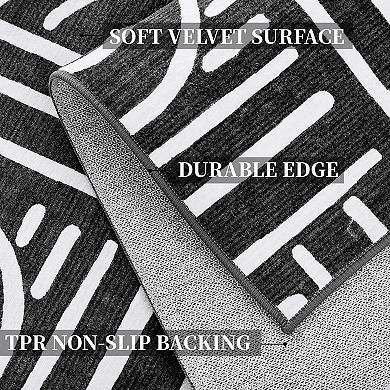 Washable Non Slip Indoor Area Rugs Foldable for Living Room Bedroom Modern Line Rhythm Arc