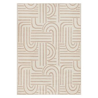 Washable Non Slip Indoor Area Rugs Foldable for Living Room Bedroom Modern Line Rhythm Arc