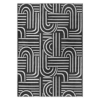 Washable Non Slip Indoor Area Rugs Foldable for Living Room Bedroom Modern Line Rhythm Arc