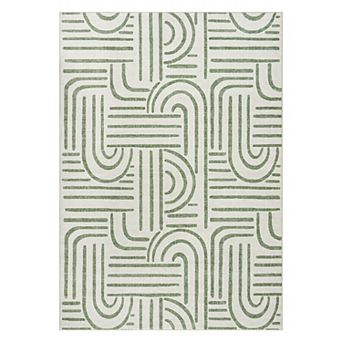 Washable Non Slip Indoor Area Rugs Foldable for Living Room Bedroom Modern Line Rhythm Arc