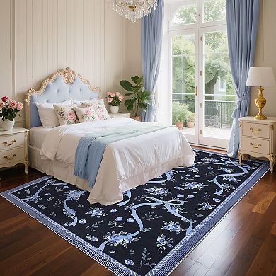 Garvee Cute Machine Washable Rug for Playroom Floral Stain Resistant Carpet for Kids Room