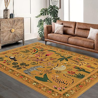 Washable Non Slip Indoor Area Rugs Foldable for Living Room Bedroom Modern Elf Vientiane