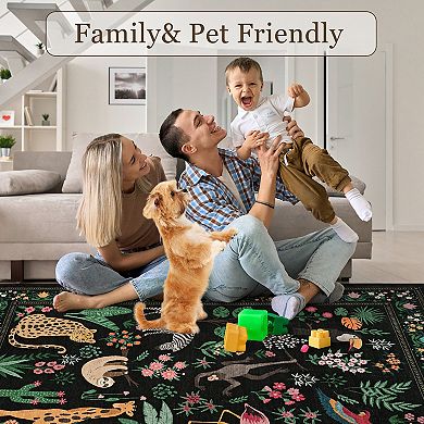 Washable Non Slip Indoor Area Rugs Foldable for Living Room Bedroom Modern Elf Vientiane