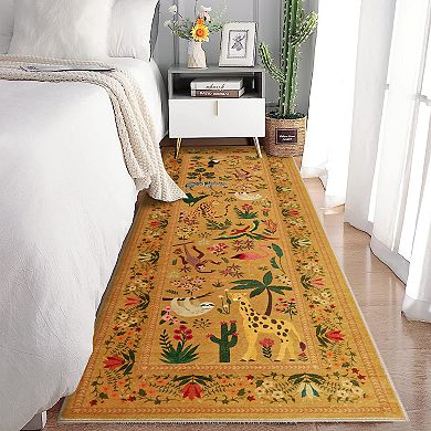Washable Non Slip Indoor Area Rugs Foldable for Living Room Bedroom Modern Elf Vientiane