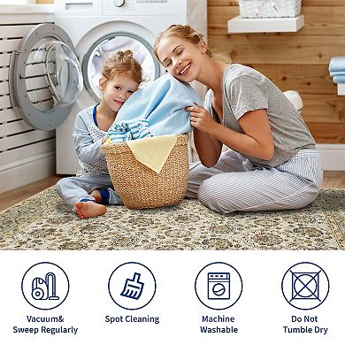 Machine Washable Non Slip Backing Foldable Area Rug for Living Room Bedroom