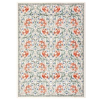Garvee Floral Machine Washable Rug Non-Slip Foldable Low Pile Indoor Mat for Living Room Bedroom