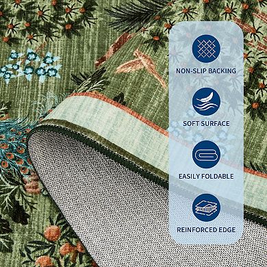 Garvee Floral Machine Washable Rug Non-Slip Area Rug Durable Floor Carpet Easy-Cleaning Rug