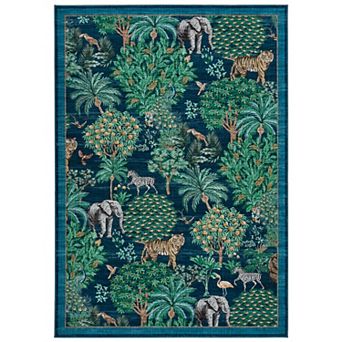 Garvee Floral Machine Washable Rug Non-Slip Area Rug Durable Floor Carpet Easy-Cleaning Rug