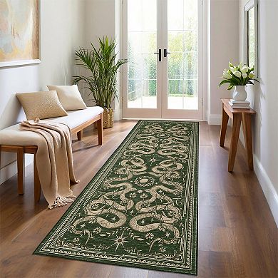Garvee Snakes Machine Washable Rug Non Slip Wild Life Serpent Print Rug Low Pile Aesthetics Carpet